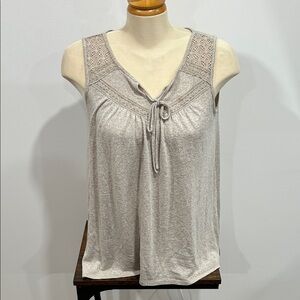 Jordache Light Gray / brown Tank Top with Crochet Detail